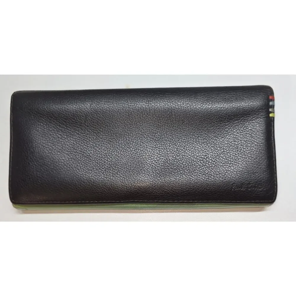 Paul Smith Long Wallet With Box, Black With Green Interior
